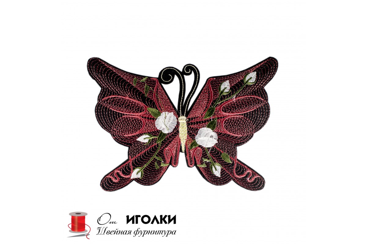 Аппликация термоклеевая бабочка арт.Р0164 цветная уп.20 шт