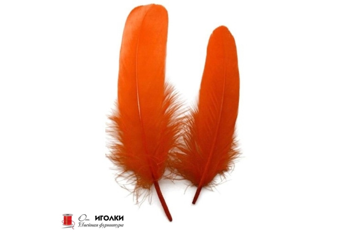 Перья вороны дл.15-19 см арт.10200 цв.оранжевый уп.20 шт